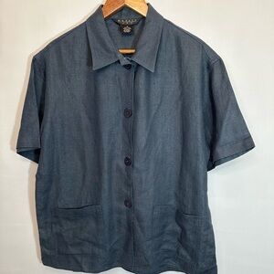 Outfit JPR Womens Size M 100% Linen Shirt Blouse Top Button Up Pockets Lagenlook